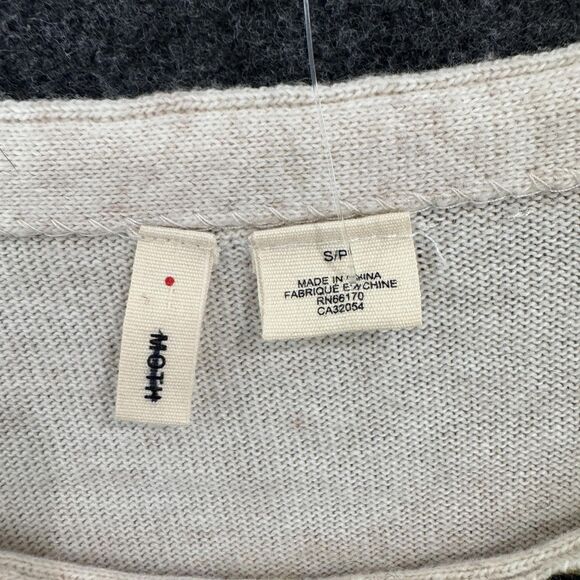 Anthropologie Moth Sweater Womens Small Beige Multi Patchwork Knit Pullover - Picture 3 of 9